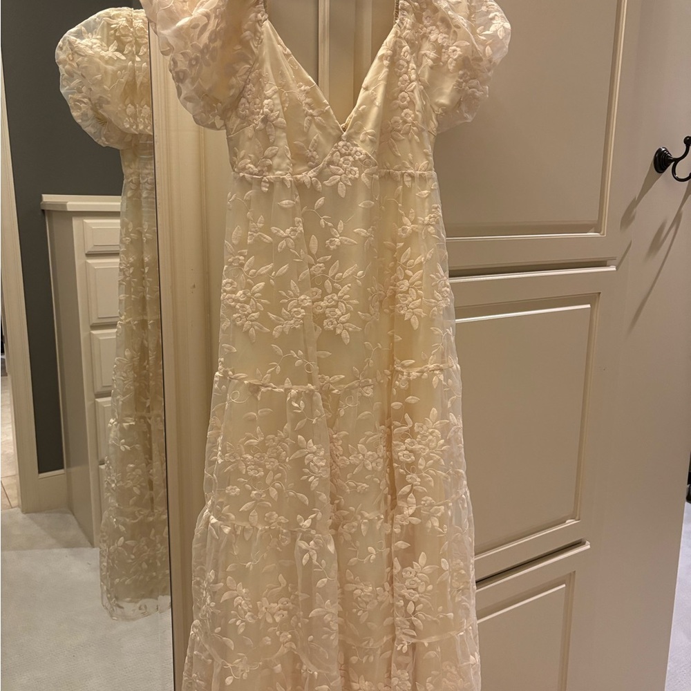 Just Me Cream Floral Maxi Dress